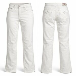 True Religion Ricky Jeans Mens 42 White Straight Flap Pockets USA GRAY STITCH